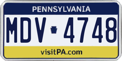 PA license plate MDV4748