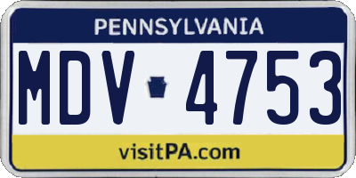 PA license plate MDV4753