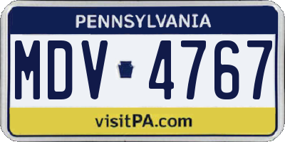 PA license plate MDV4767