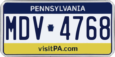 PA license plate MDV4768