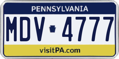 PA license plate MDV4777