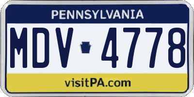 PA license plate MDV4778