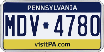 PA license plate MDV4780