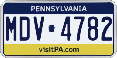 PA license plate MDV4782
