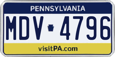 PA license plate MDV4796