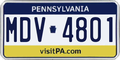 PA license plate MDV4801