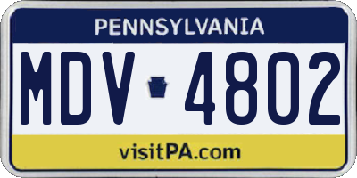 PA license plate MDV4802