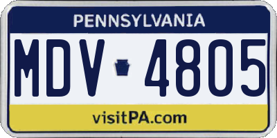 PA license plate MDV4805