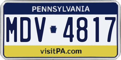 PA license plate MDV4817