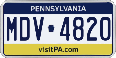 PA license plate MDV4820