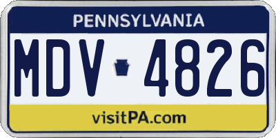 PA license plate MDV4826