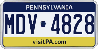 PA license plate MDV4828