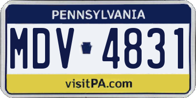 PA license plate MDV4831