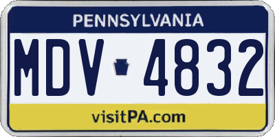 PA license plate MDV4832