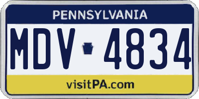 PA license plate MDV4834