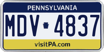 PA license plate MDV4837
