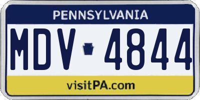 PA license plate MDV4844