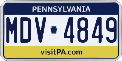 PA license plate MDV4849