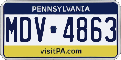 PA license plate MDV4863