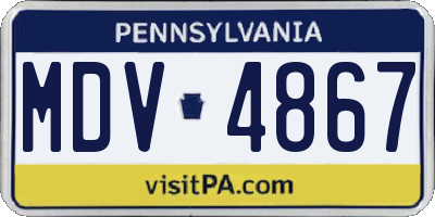 PA license plate MDV4867