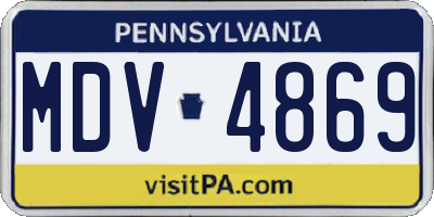 PA license plate MDV4869