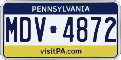 PA license plate MDV4872
