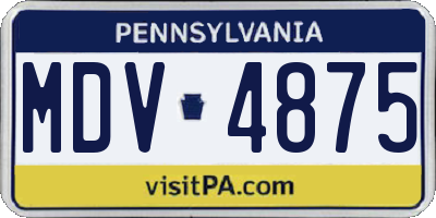 PA license plate MDV4875