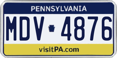 PA license plate MDV4876