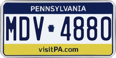 PA license plate MDV4880