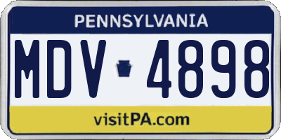PA license plate MDV4898
