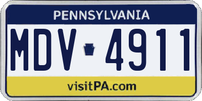 PA license plate MDV4911