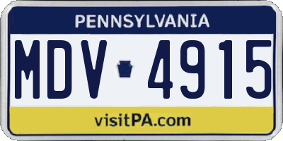 PA license plate MDV4915