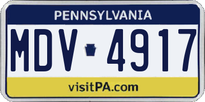 PA license plate MDV4917