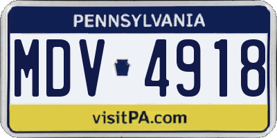 PA license plate MDV4918
