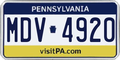 PA license plate MDV4920
