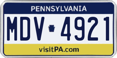 PA license plate MDV4921