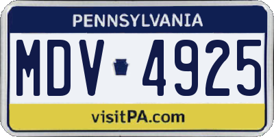 PA license plate MDV4925