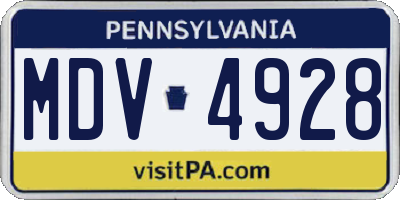 PA license plate MDV4928