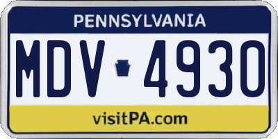 PA license plate MDV4930