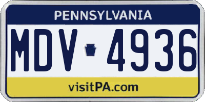 PA license plate MDV4936