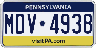PA license plate MDV4938