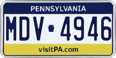 PA license plate MDV4946