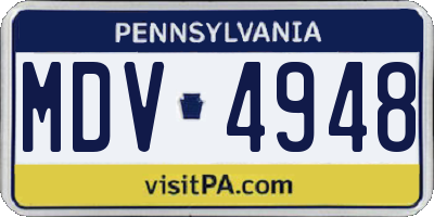 PA license plate MDV4948