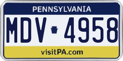 PA license plate MDV4958