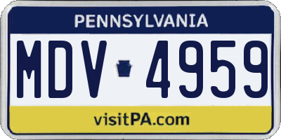 PA license plate MDV4959