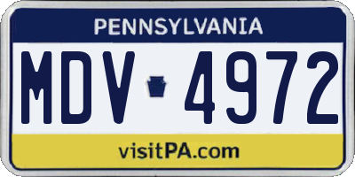 PA license plate MDV4972