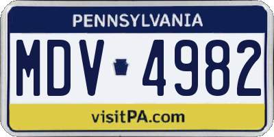 PA license plate MDV4982