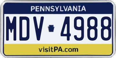 PA license plate MDV4988