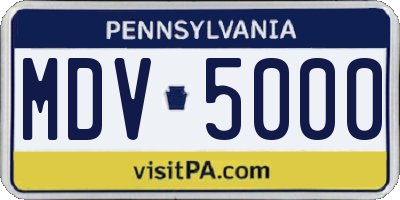 PA license plate MDV5000