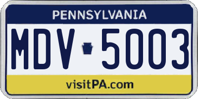 PA license plate MDV5003